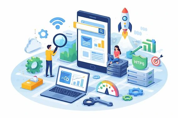 Technical SEO optimization for website performance and indexing.